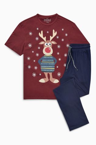 Navy Rudolph Jersey Set